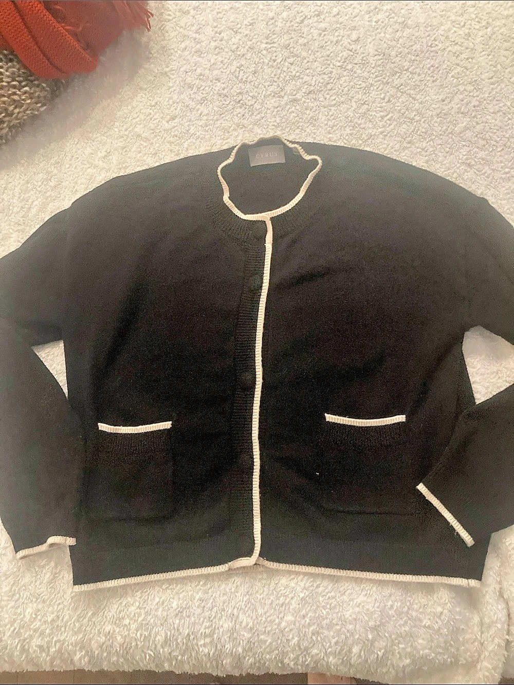 Cyrus button Front Cardigan in Black & White Size Large